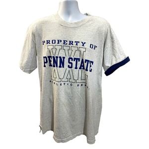 Vintage Penn State University Large Logo Grey T-shirt Size XL made in USA